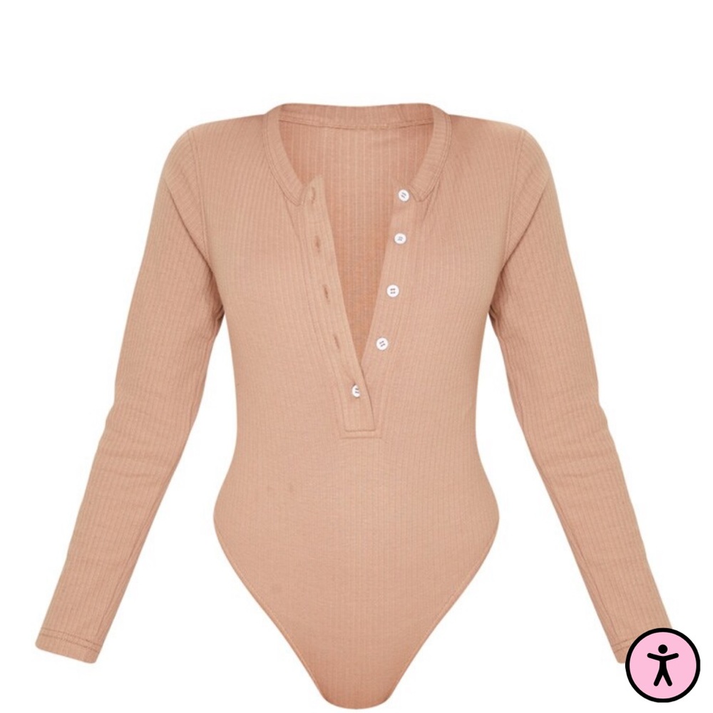 Pretty little thing Camel Knitted Rib Bodysuit